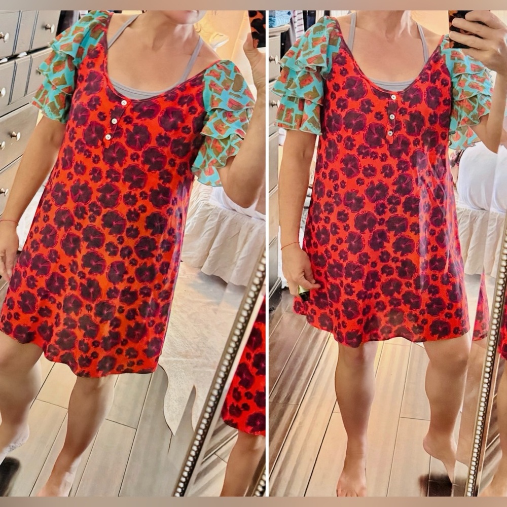 THU THU 100% Silk Colorful Mini Dress - Picture 5 of 16